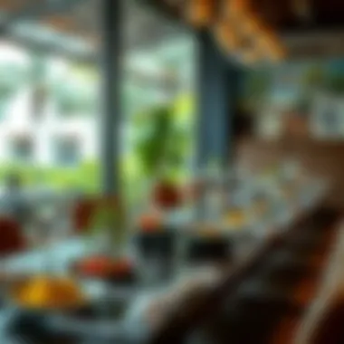 Stylishly arranged table setting with dishes at Loui Restaurant & Cafe