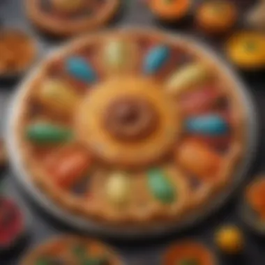 Artistic Arrangement of Mamaesh Pastry A beautifully arranged platter of Mamaesh pastry showcasing its intricate designs and vibrant colors.
