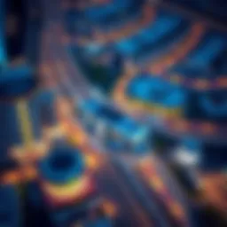 Aerial view of Marina Towers Tram Station showcasing its modern architecture