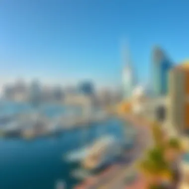 A panoramic view of Marina Wharf showcasing its stunning waterfront architecture