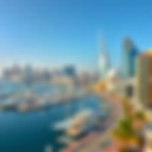 A panoramic view of Marina Wharf showcasing its stunning waterfront architecture
