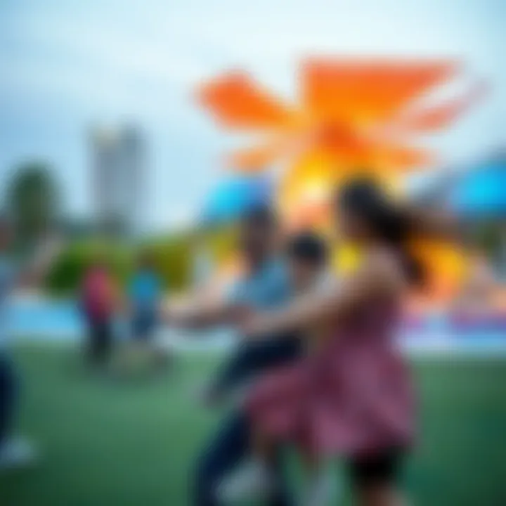 Family enjoying recreational activities at Mushrif Park