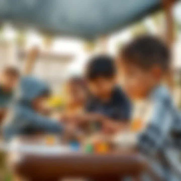 Children engaging in a hands-on learning activity in an outdoor play area