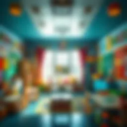 A vibrant nursery classroom filled with educational resources and playful decorations