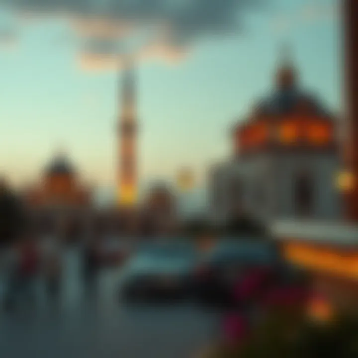 Cultural landmarks in a Dubai area