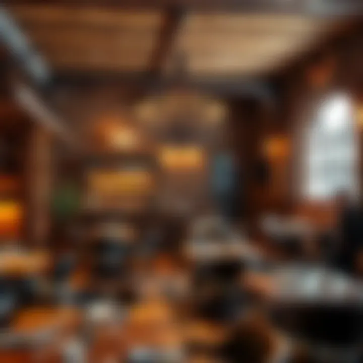 Rustic Elegance of Ranch Interiors An elegant interior of a ranch restaurant, featuring rustic decor and a warm, welcoming ambiance.