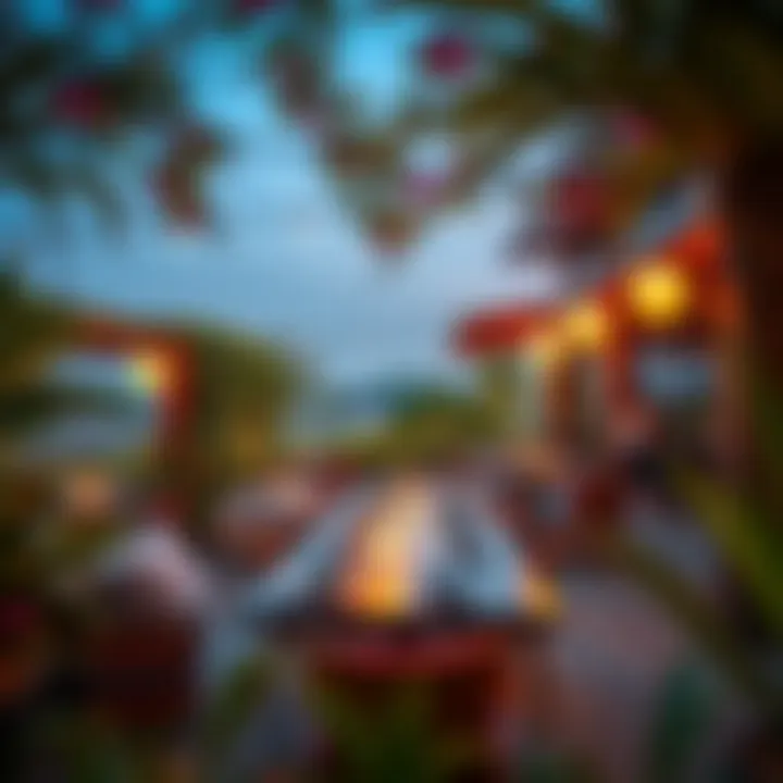 Serene Outdoor Dining Experience An inviting outdoor dining setting at a ranch restaurant, surrounded by lush greenery and a serene atmosphere.