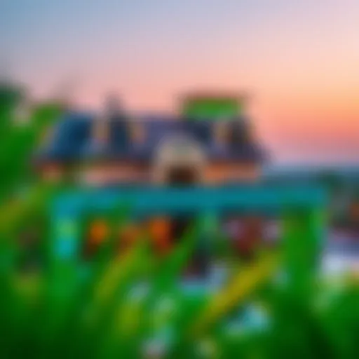 Stunning Ranch Restaurant Ambiance A panoramic view of a beautifully designed ranch restaurant in Dubai, showcasing its unique architecture and outdoor seating.