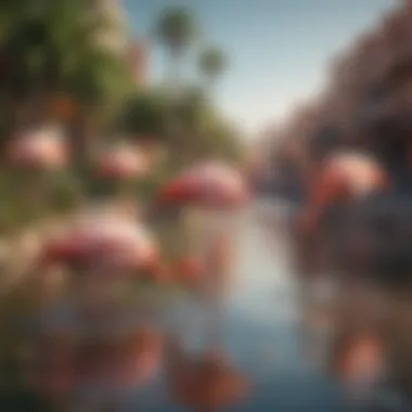 Flamingos in Rasal Khor Flamingos gracefully wading in the waters of Rasal Khor.