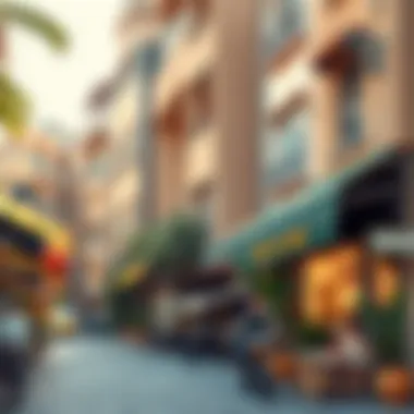 Vibrant Neighborhood with Local Markets Vibrant neighborhood featuring local markets and cafes