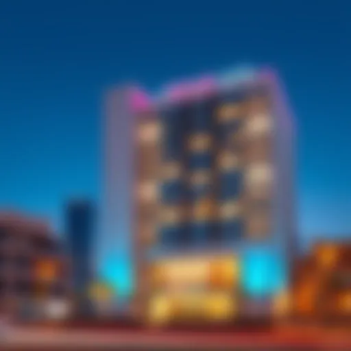 Contemporary Architecture of Rove Hotel Al Jafiliya A striking view of the Rove Hotel Al Jafiliya exterior showcasing contemporary architecture