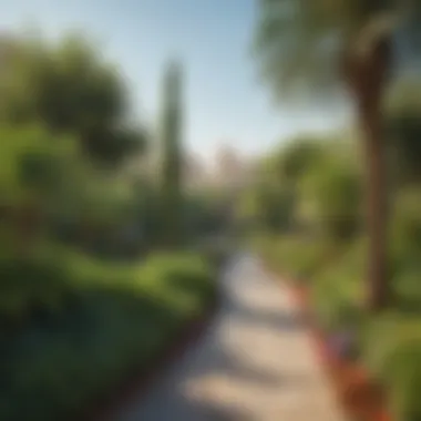 Lush Greenery of Rufi Gardens A panoramic view of Rufi Gardens showcasing its lush greenery and designed pathways