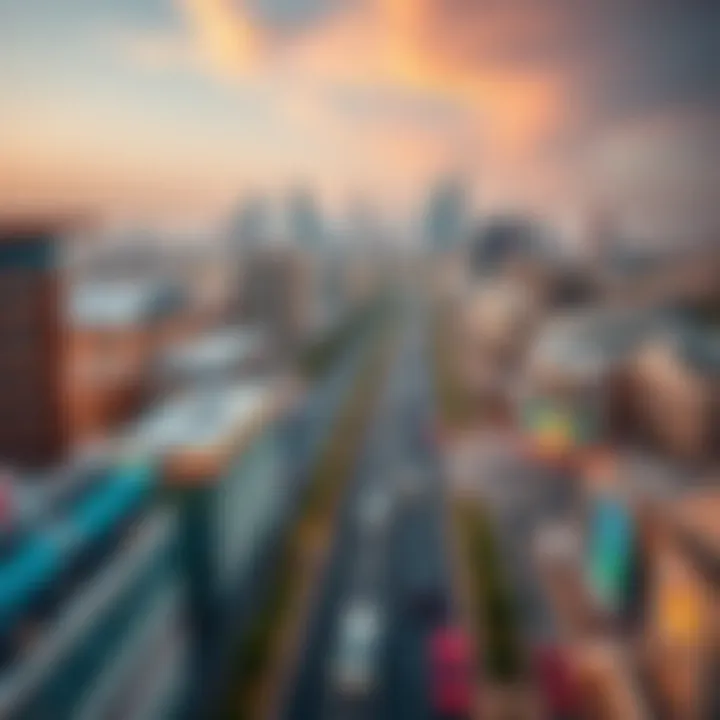 Aerial View of Sheikh Zayed Road and Dubai's Skyline Aerial view of Sheikh Zayed Road showcasing its architectural skyline