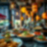 Delicious multi-cuisine spread in a vibrant restaurant setting