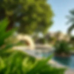 Lush greenery and serene water features in Al Barari