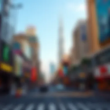 The lively atmosphere of Downtown Dubai with iconic landmarks