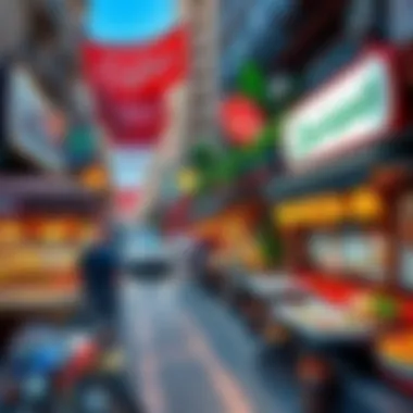 Culinary Diversity in Dubai Diverse dining options showcasing international cuisine in a bustling Dubai street