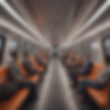 Sleek Interiors of the Metro Experience Commuters enjoying the sleek interiors of the Dubai Creek Harbour Metro