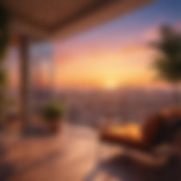 Luxurious balcony overlooking a vibrant sunset