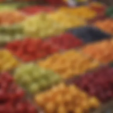 Close-up of colorful fruits displayed at the market
