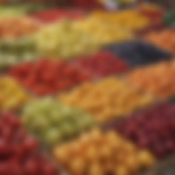 Close-up of colorful fruits displayed at the market