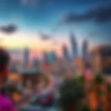 Scenic View of International City A scenic view of International City, showcasing its unique architecture and vibrant atmosphere