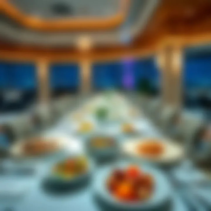 Elegant dining setup showcasing diverse culinary options
