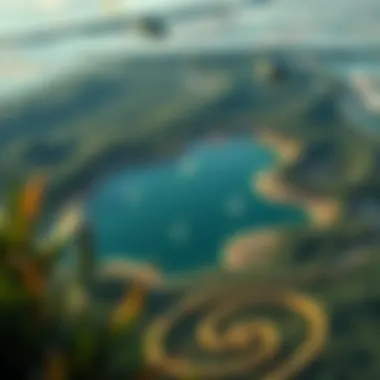 Aerial view of a serene lake in Dubai surrounded by lush greenery