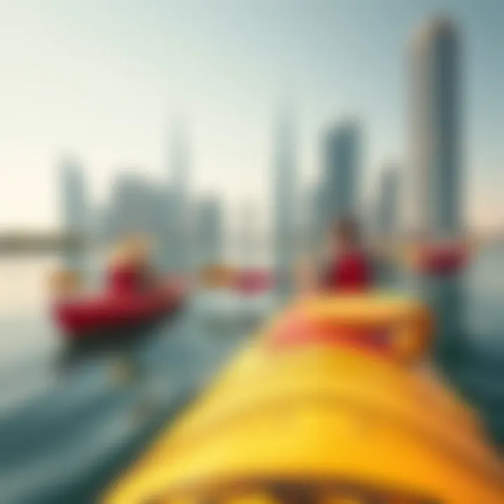 Kayakers enjoying a sunny day on a tranquil Dubai lake