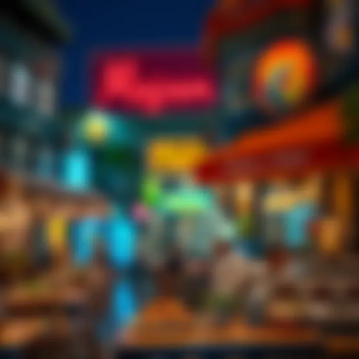 Dining scene in Majan with diverse cuisine