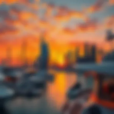 Dubai Marina Skyline at Sunset Stunning skyline of Dubai Marina at sunset