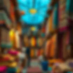 Vibrant colors of textiles in a traditional souk shop