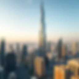 Aerial view of a modern skyscraper in Dubai