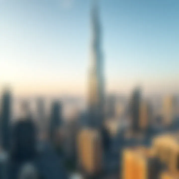 Aerial view of a modern skyscraper in Dubai