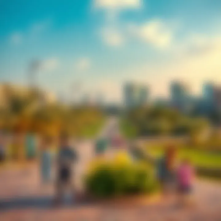 Vibrant community park in Meydan with families enjoying outdoor activities
