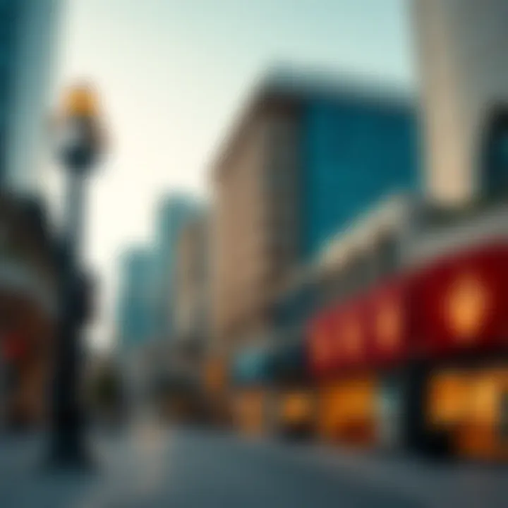 Architectural details of modern buildings in Town Square Dubai