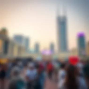 Community Gathering at Dubai Town Square Community event at Dubai Town Square with vibrant atmosphere