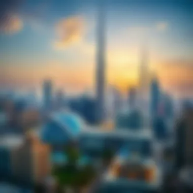 A panoramic view of the skyline featuring Siraj Tower as a central piece.