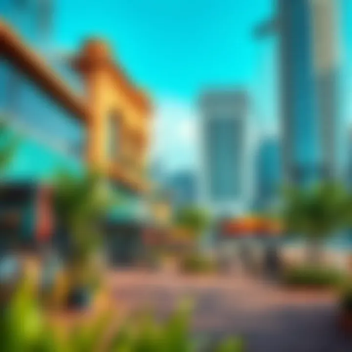 Vibrant lifestyle scene in Business Bay featuring cafes and outdoor spaces