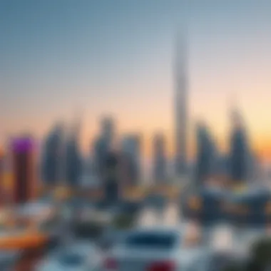 Business Bay skyline with iconic skyscrapers and waterfront