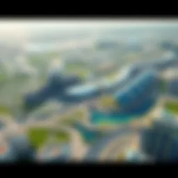 Aerial view of Silicon Oasis showcasing modern architecture and green spaces