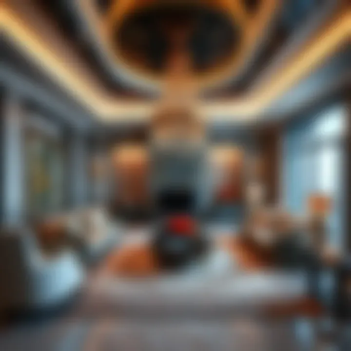 Luxurious interior of a living room featuring opulent decor