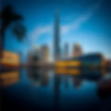 A panoramic shot capturing the reflection of Sky Tower in nearby water bodies, enhancing its visual impact and elegance.