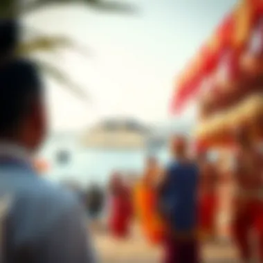 Cultural festival on an island showcasing traditional attire and dance