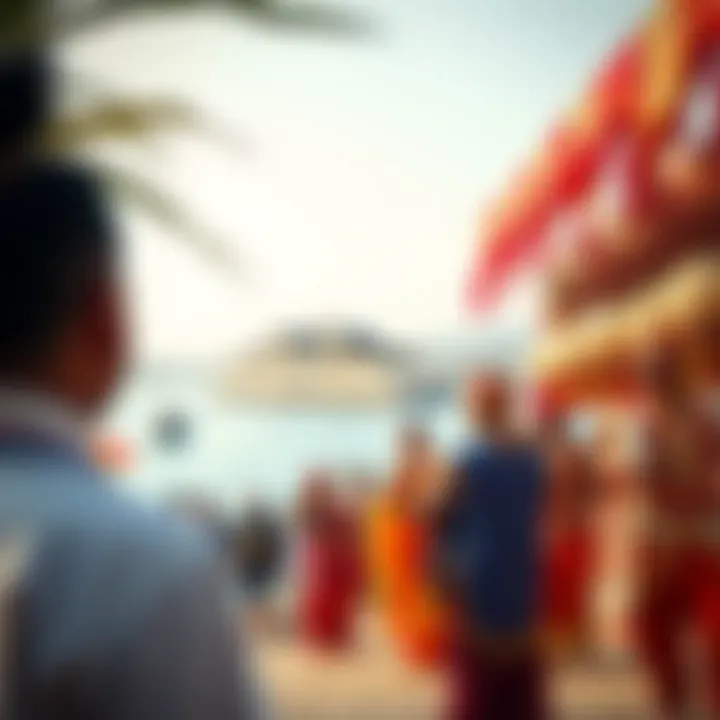 Cultural festival on an island showcasing traditional attire and dance