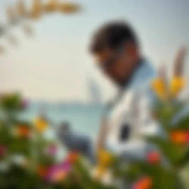 Ecological research being conducted on an island's unique flora