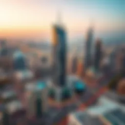 Aerial view showcasing the Zarooni Building amidst Dubai's skyline