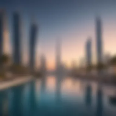 Infinity Pool Overlooking Dubai's Skyline Infinity pool with stunning skyline views at Tiara Tower