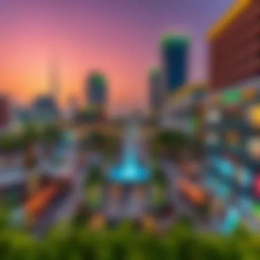 A panoramic view of Town Square Dubai showcasing modern architecture