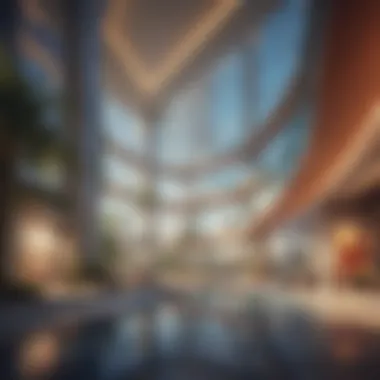 Contemporary Interior of Vision Tower Interior lobby of Vision Tower illustrating contemporary architectural elements